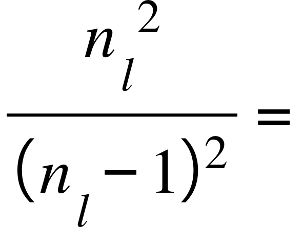 n subscript l squared over left parenthesis n subscript l minus 1 right parenthesis squared equals