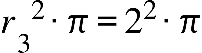 r subscript 3 squared times pi equals 2 squared times pi